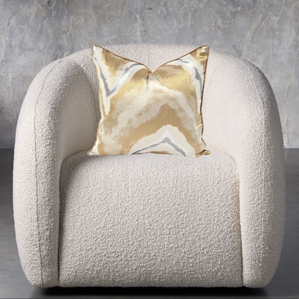Luxury Home | Elegant Gold & Silver Modern Abstract Throw Pillow Cover